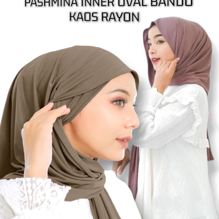 QJB921 Penjualan TerbaikCOD Pashmina Inner Kaos Oval BandoPashmina Kaos Rayon Instant Shawl