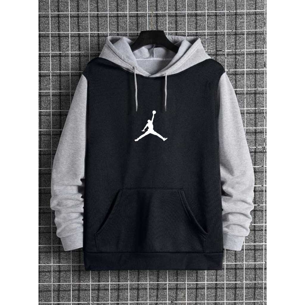 Hoodie Hitam Abu Pria Wanita Jordan Premium Kekinian Sablon DTF