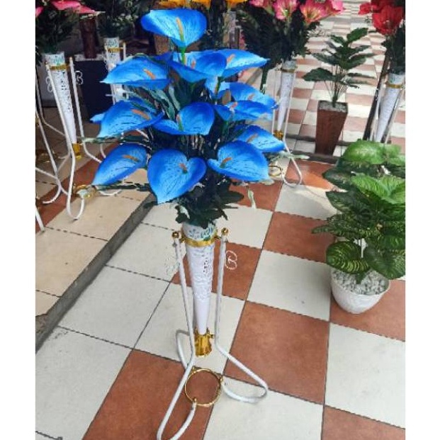 CAF928 TOK SIAP COD Rangkaian bunga anthurium  bunga Lilly pot dengan standing besi pajangan bunga s