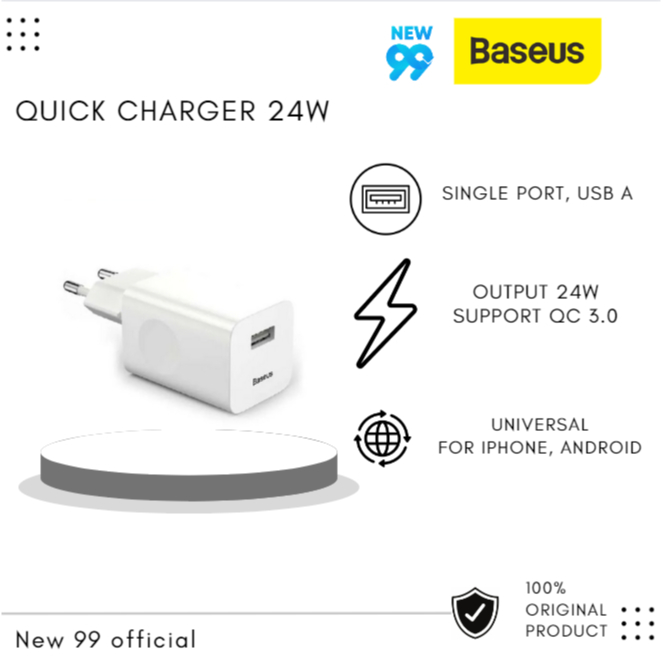 Charger Baseus Quick Charger Eu 24w Non Usb