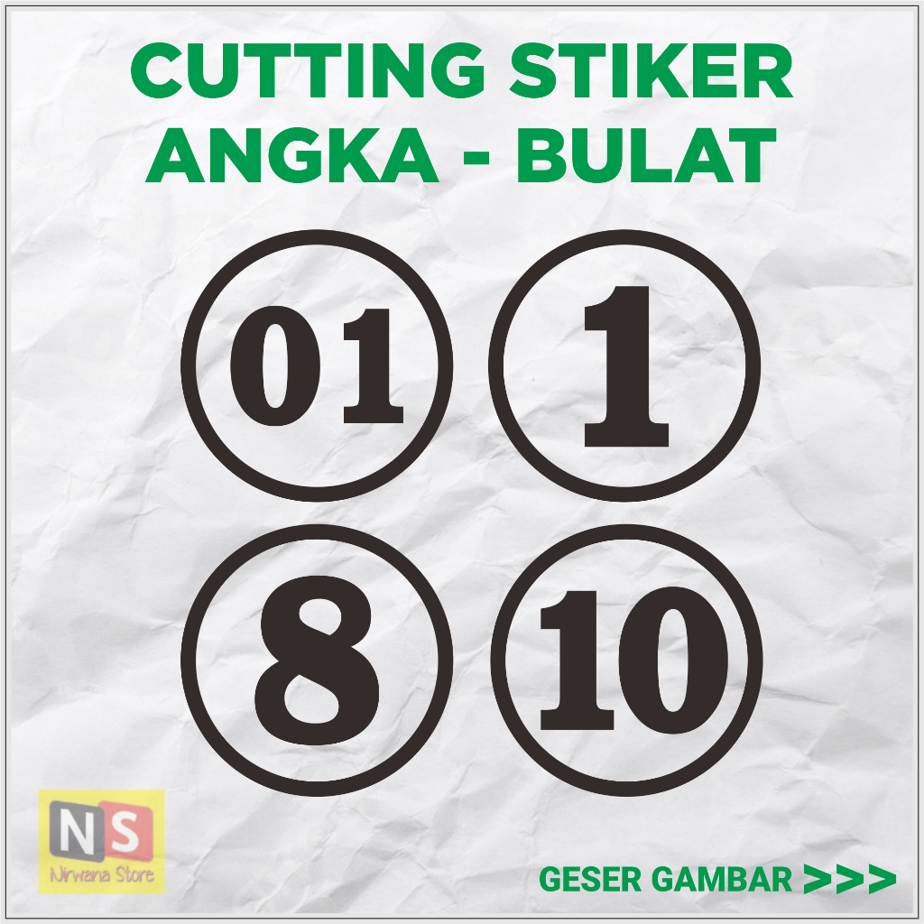 

Label & Stiker Cutting Stiker Angka Bulat Ukuran 5 Cm - 10 Cm