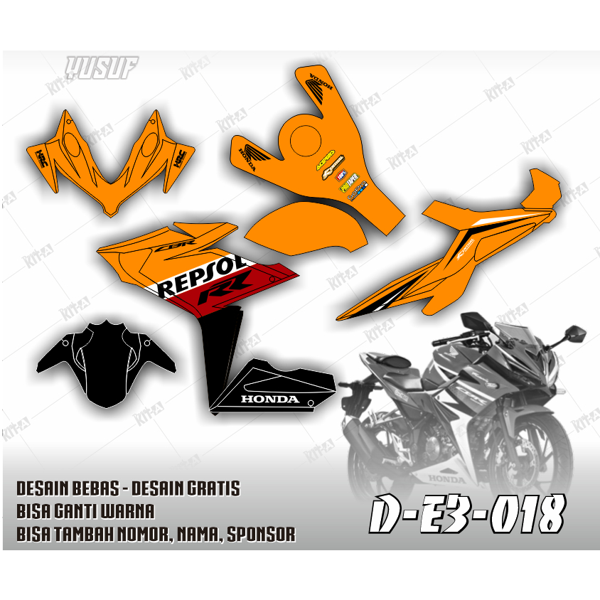 Decal Honda CBR 150 STIKER CBR 150 REPSOL full body oren hitam