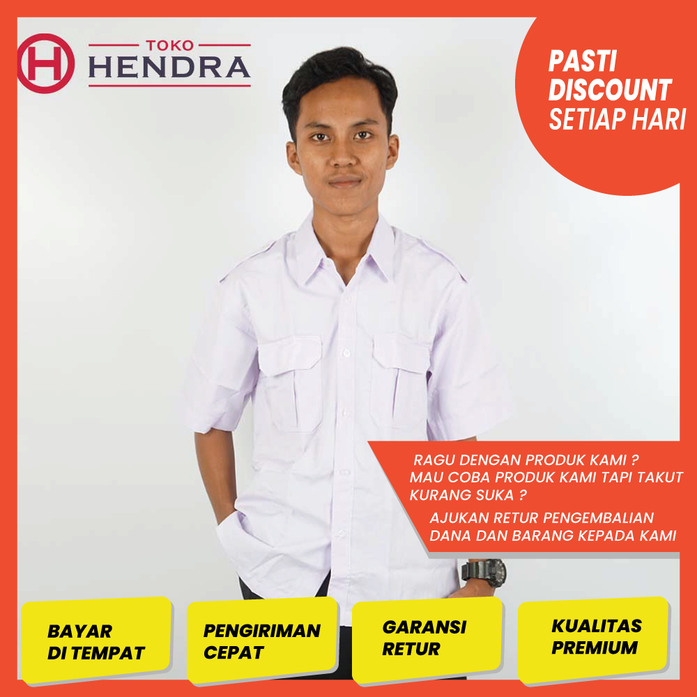 Baju Putih PDH PDL PMR Tangan Pendek | Baju Dinas Kerja | Kemeja Formal | Kemeja Putih
