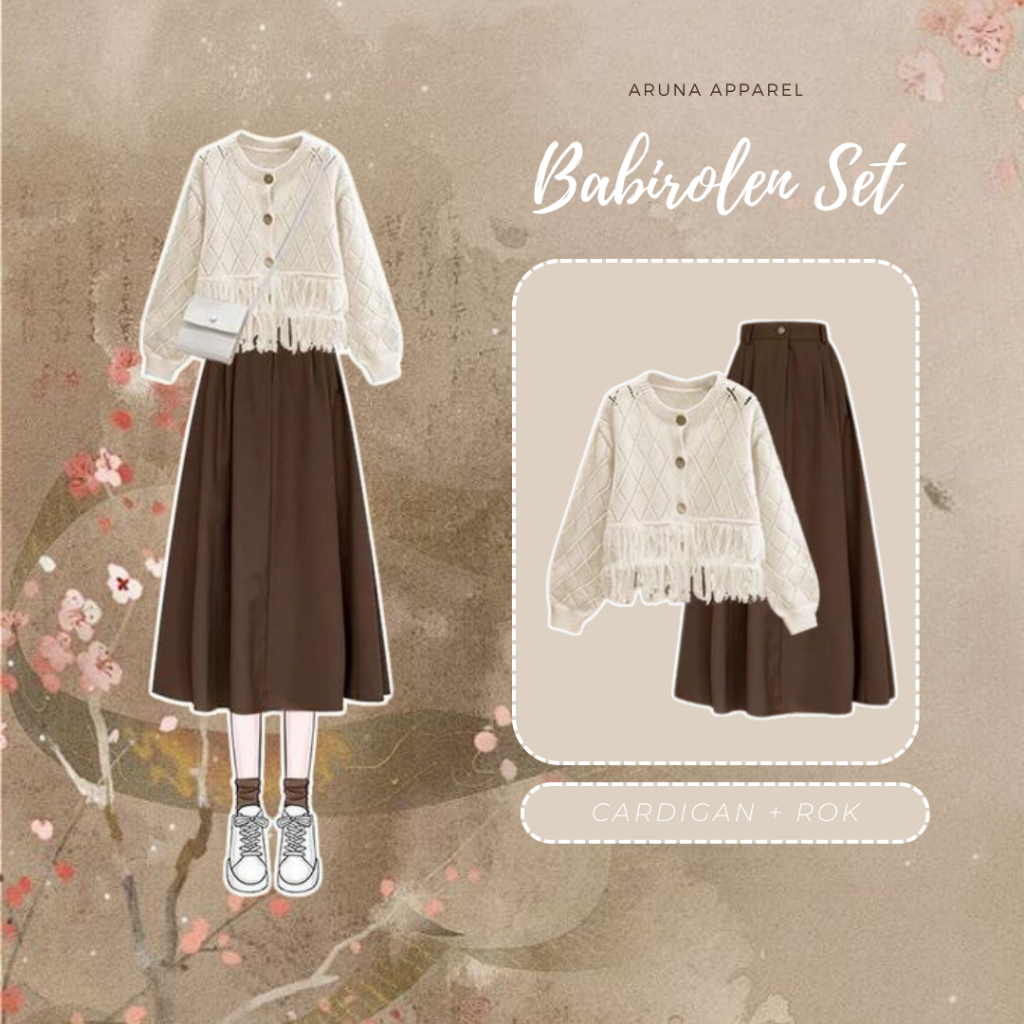 One Set 2in1 Set Korean Style OOTD Cewe Korean Vintage Outfit Cewe Korean Yearbook Outfit AA168