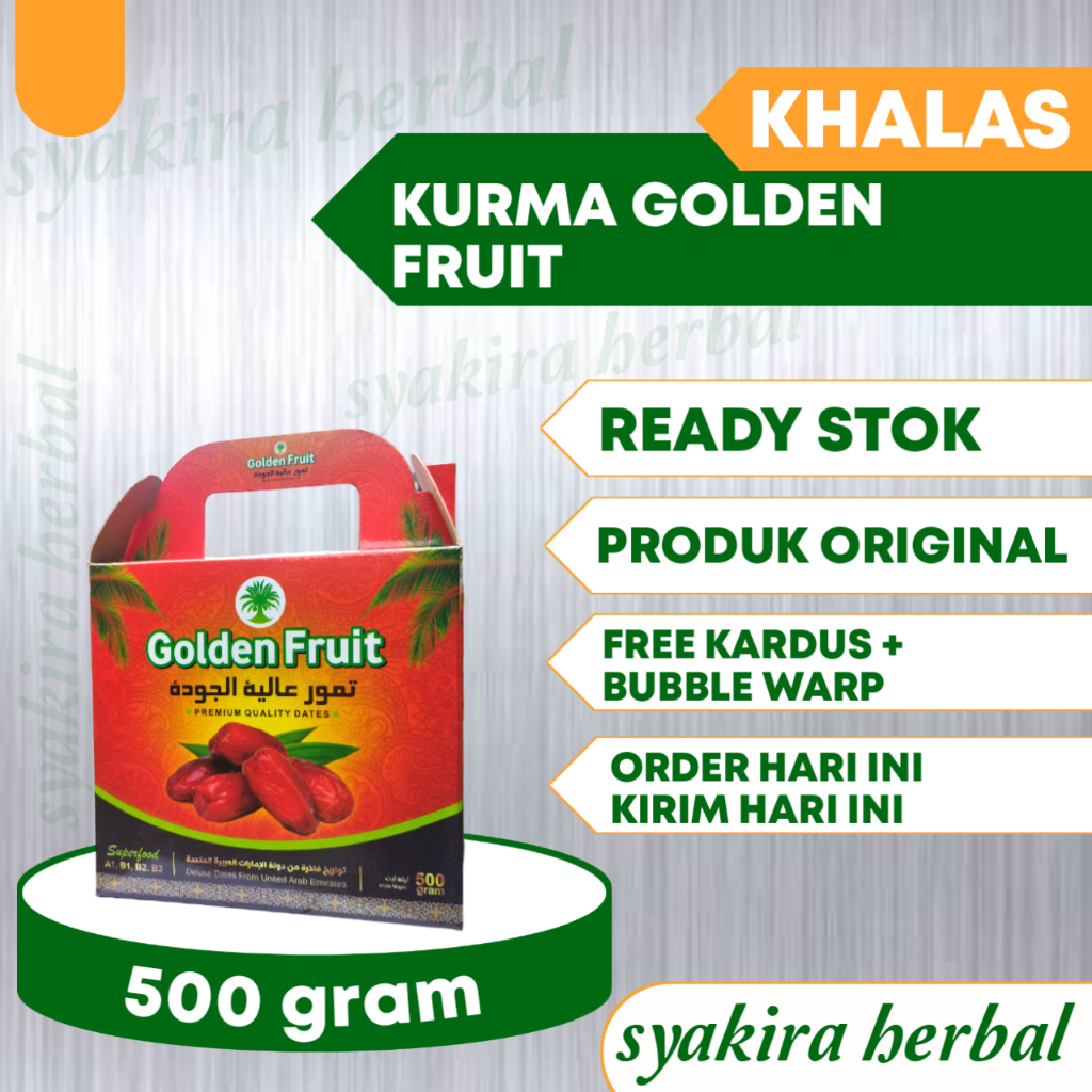 

Kurma Golden Fruit Khalas 500 GRAM Original 100% Kurma Khalas Manis Enak Lezat Empuk Khalas Premium