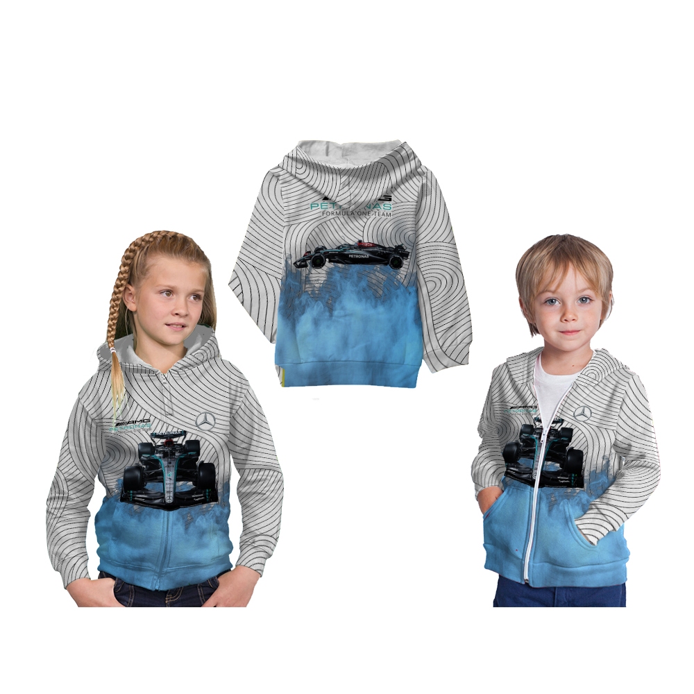 Jaket Hoodie Anak Otomotif Racing F1 Car Mercedes Mobil Custom Full Print