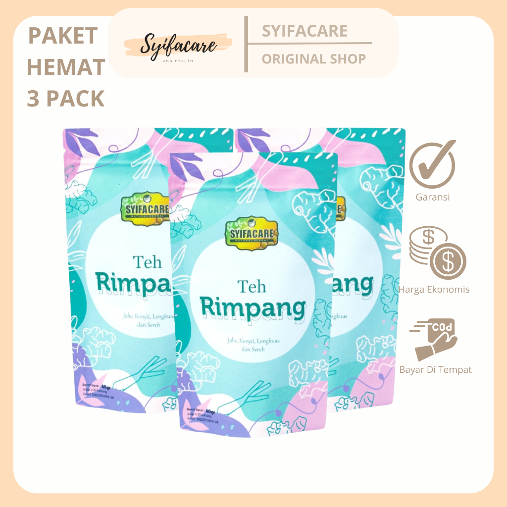 

PAKET HEMAT 3 Pack Teh Celup Rimpang Syifacare - Teh Herbal Pelangsing Diet Turunkan Berat Badan