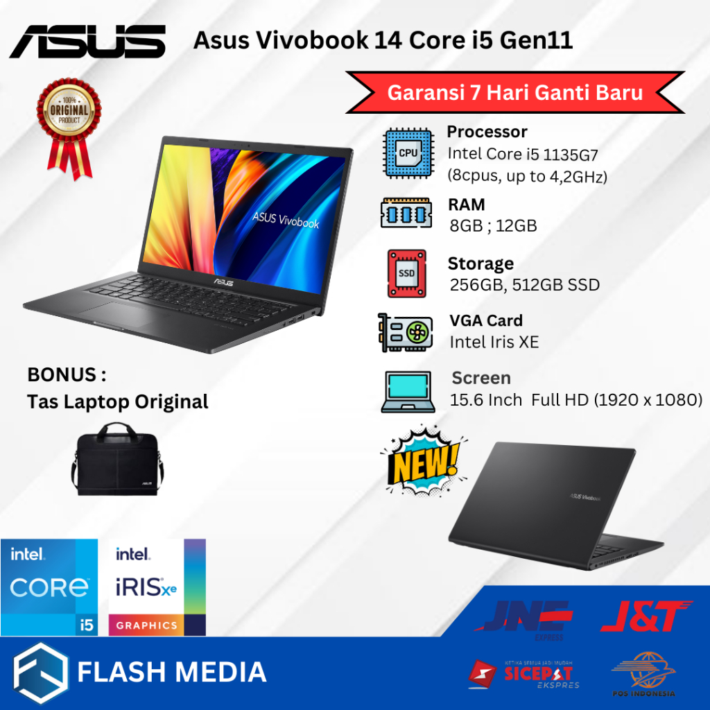 Laptop Baru Asus Vivobook 15 F1500EA Core i5 1135G7 4.2 Ghz 12GB/512GB SSD