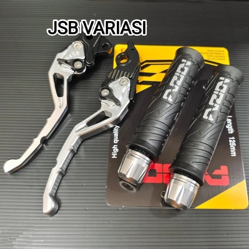 Paket 3in1 Handgrip Fuzion + Jalu Stang Cnc + Handle Stelan Cnc Beat RX King Vixion Aerox Pcx Adv - 
