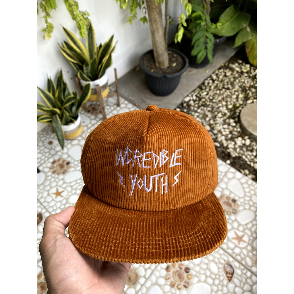 NOCHLESS- SNAPBACK CAPS MOCCA | Topi snapback corduroy unisex bordir topi premium