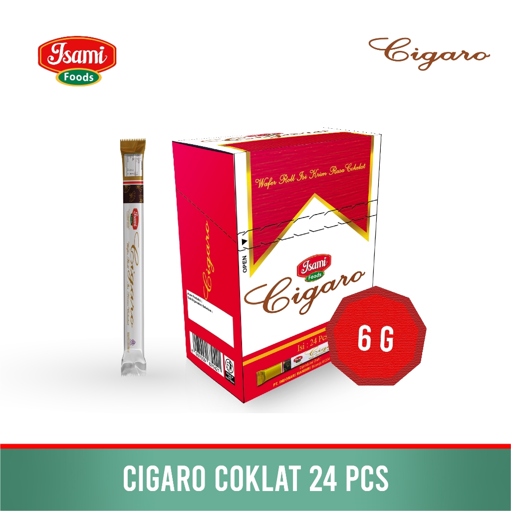 

Cemilan Enak Cigaro Wafer Roll Isi Krim Cokelat 6 gr x 24 pcs