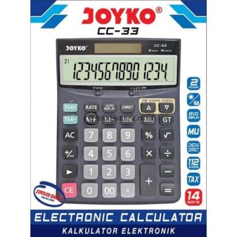 

KALKULATOR CC-33 JOYKO 14 DIGIT / CALCULATOR CC 33 JOYKO / ALAT BANTU HITUNG