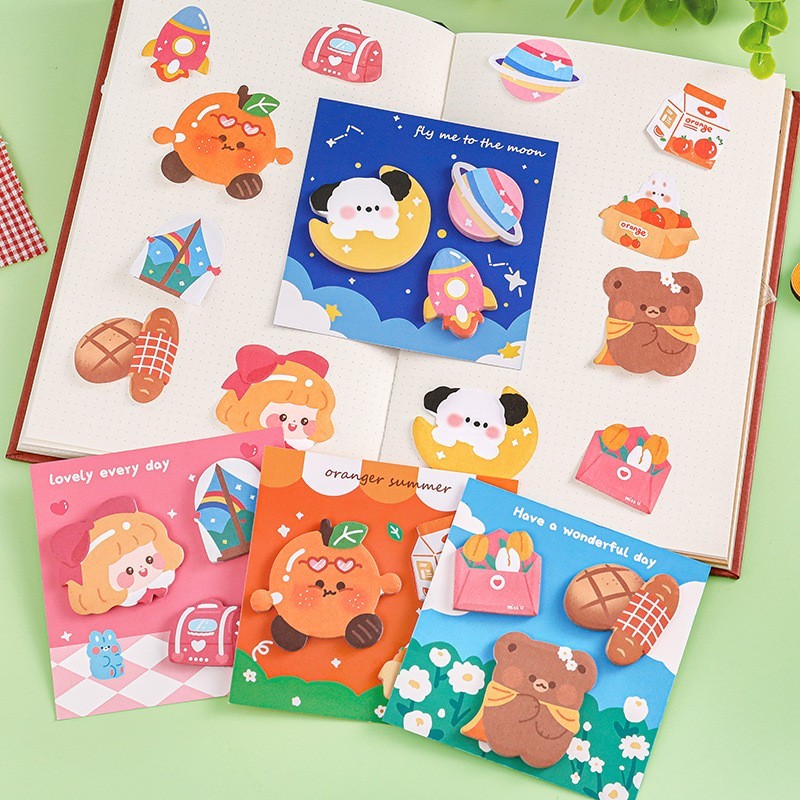 

SUMMER STUDY TIME CUTE STICKY NOTES SET CATATAN TEMPEL KARAKTER