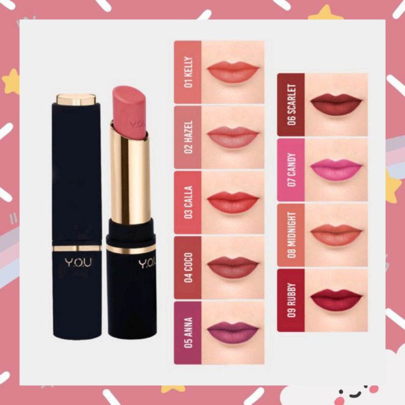 ✨DiskonanMurah✨ YOU Basic Collection Supreme Matte Lipstick 3.2 g [Long-wear Lip Color&Rich]Y.O.U - 