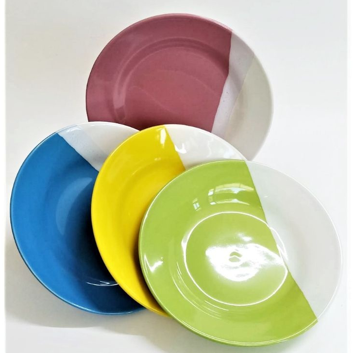 Piring Keramik 2 Warna - Piring Makan - Piring Rumah - Piring Makan Keramik Cantik