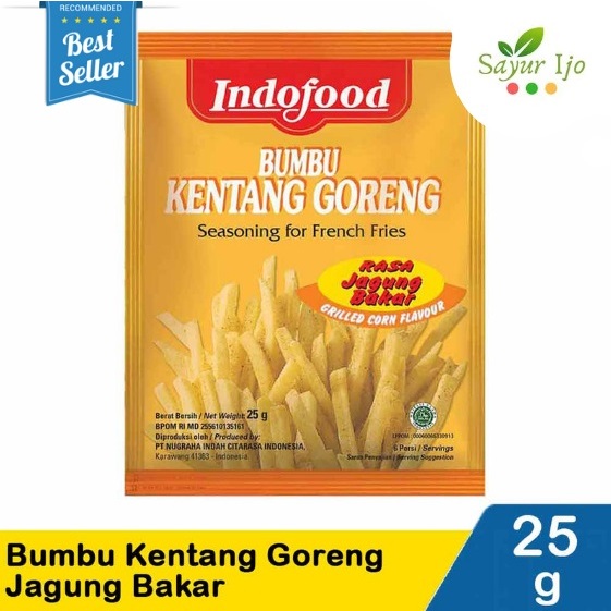 

INDOFOOD Bumbu Kentang Goreng Jagung Bakar 25 Gram / Pack Roasted Corn Bumbu Dasar Rempah Penyedap Rasa Bubuk Instant