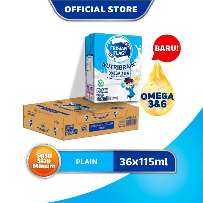 

FRISIAN FLAG UHT OMEGA NUTRIBRAIN PLAN 115 ml //Dulu JUNIO plan 1 karton (36PCS)