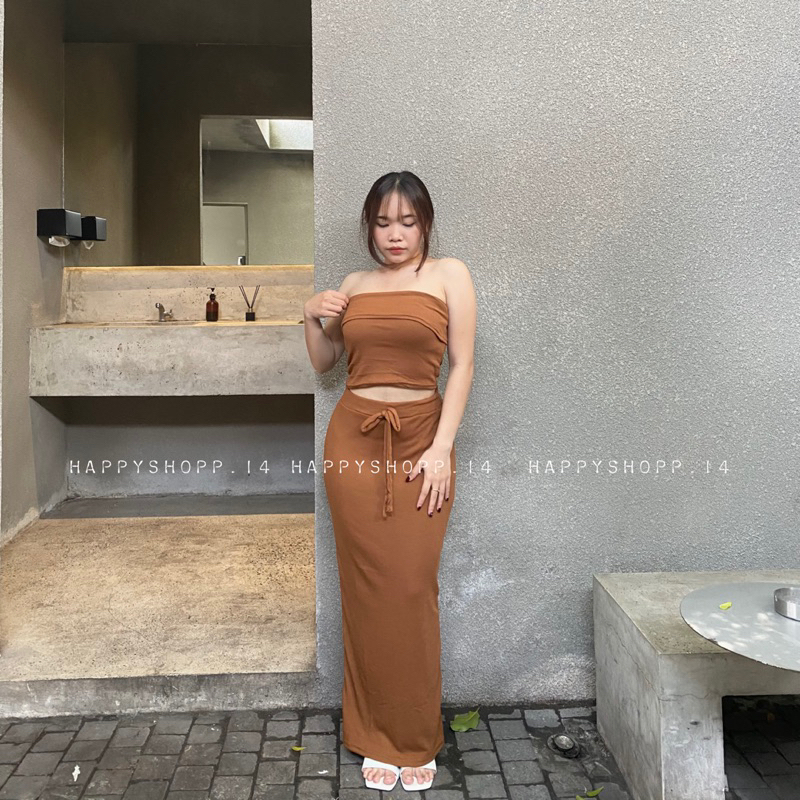 ONE SET KEMBEN RIB / ONE SET KOREAN TUBE / SET ROK ATASAN / ONE SET WANITA / KEMBEN RIB / ROK PANJAN