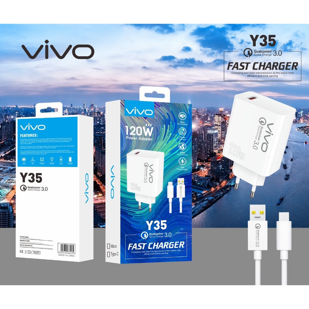 RECOMENDED Charger vivo Y35 Ori 1 12W Support FastCharging kompatible semua hp smartphone android PR