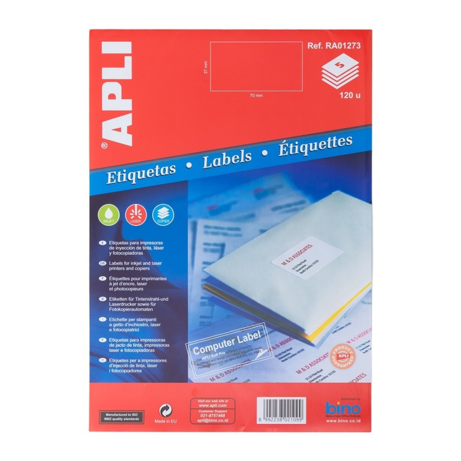 

APLI Label White Paper 37 X 70MM 120 unit # RA01273 (pcs)