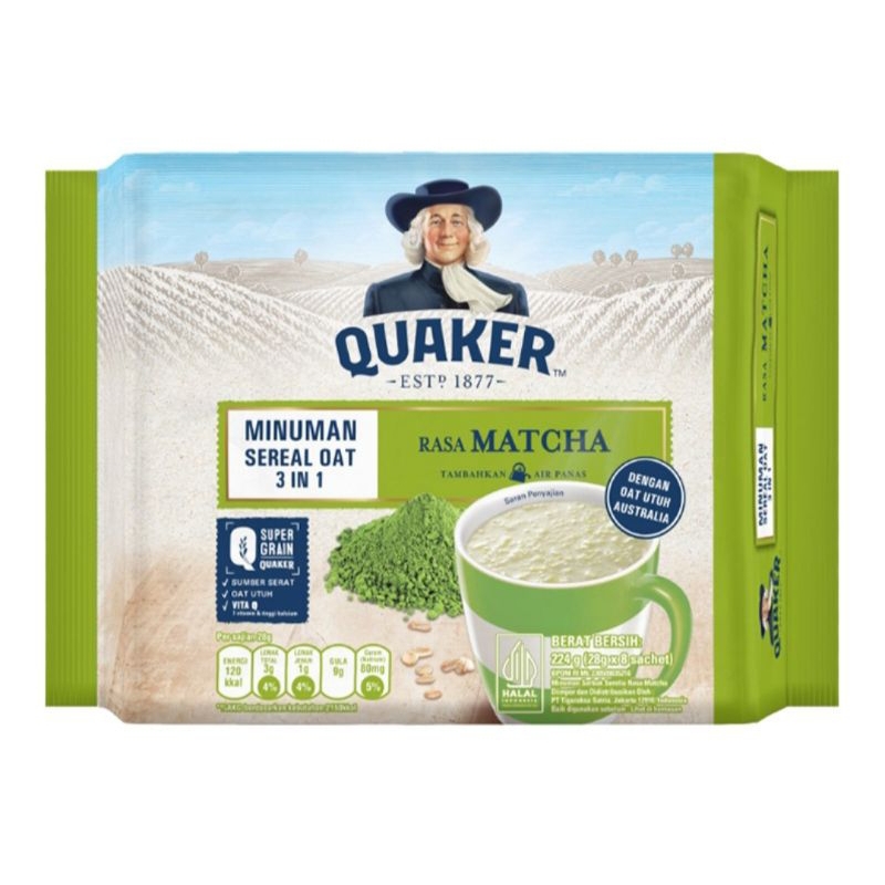 

QUAKER minuman sereal oat 3in1 matcha 8x28g