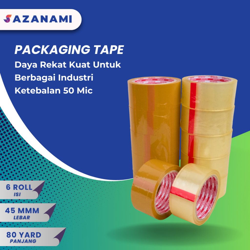 

HJK Lakban Bening 2" Inch 80Y Yard Sazanami Opp Tape Isolasi Selotip