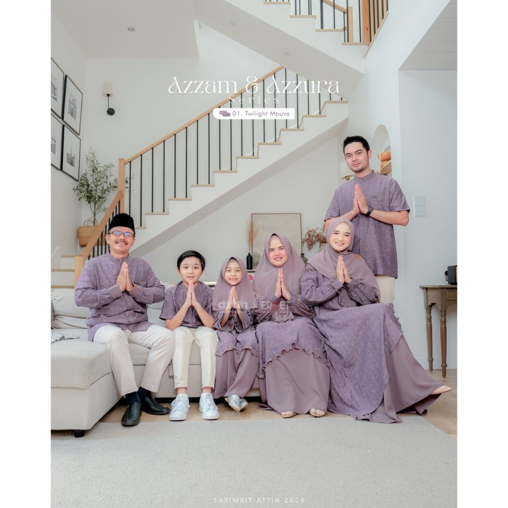 ATTIN - AZZAM AZZURA TWILIGHT MAUVE // Zaerata jacguard & Zanetha kombinasi polos / Sarimbit Attin 2