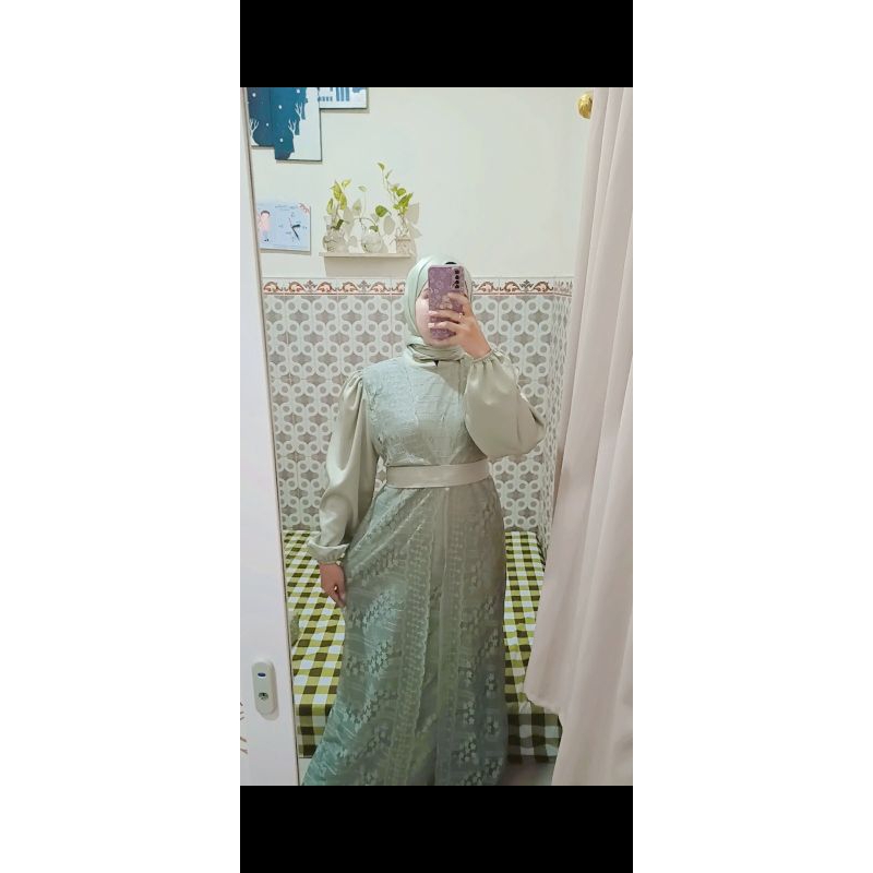 Dress kondangan / dress lebaran  /dress brukat / dress satin velvet