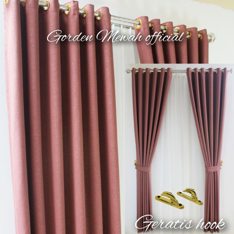 Gorden Kain Pintu Kamar Polos Tebal Blackout Premium Import Model Semokring warna coklat Abu Hitam