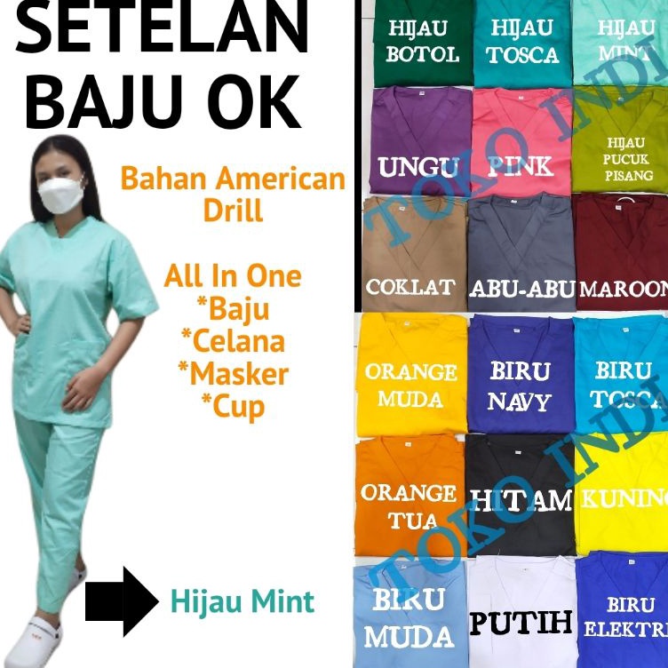 ART V77H Baju OKA Lengan Pendek  Baju Jaga  Bahan American Drill  OK Bidan Perawat Dokter bisa Bordi