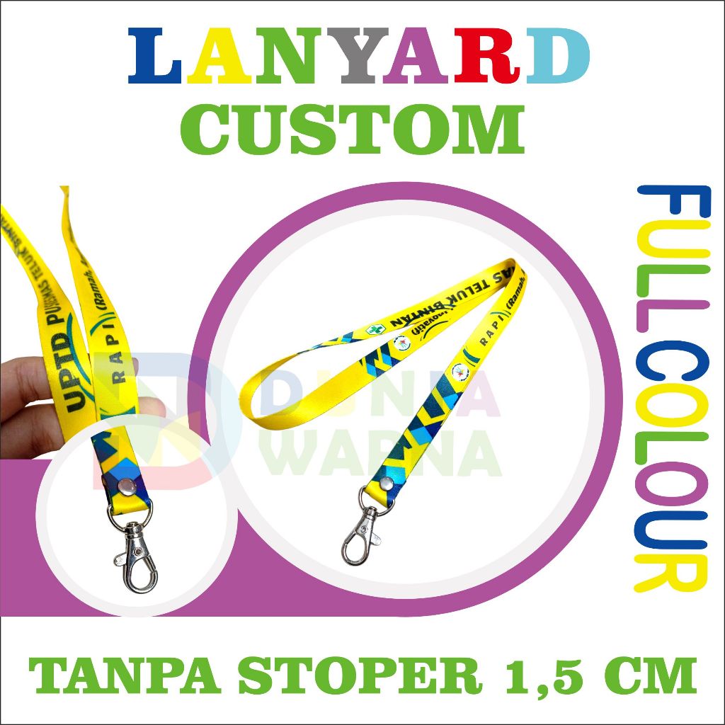 

Tali lanyard id card custome 1,5 cm 2 sisi tanpa stoper/ cetak lanyard printing sublim