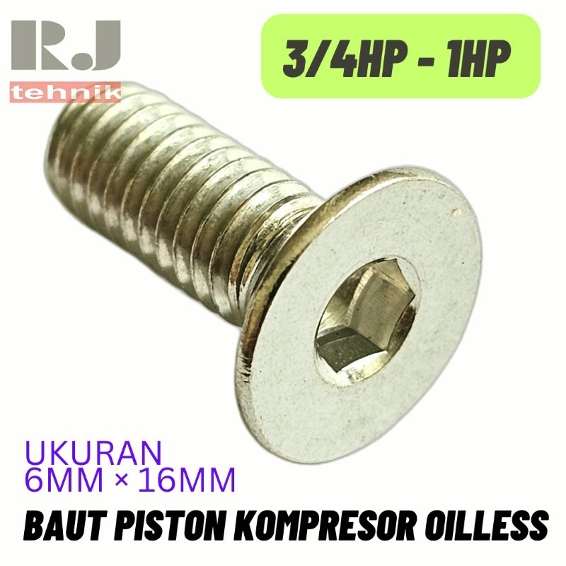 Baut Piston Kompresor Angin Oilless Silent 3/4HP 075HP - 1HP Lakoni Basic Fresco Semua Merek