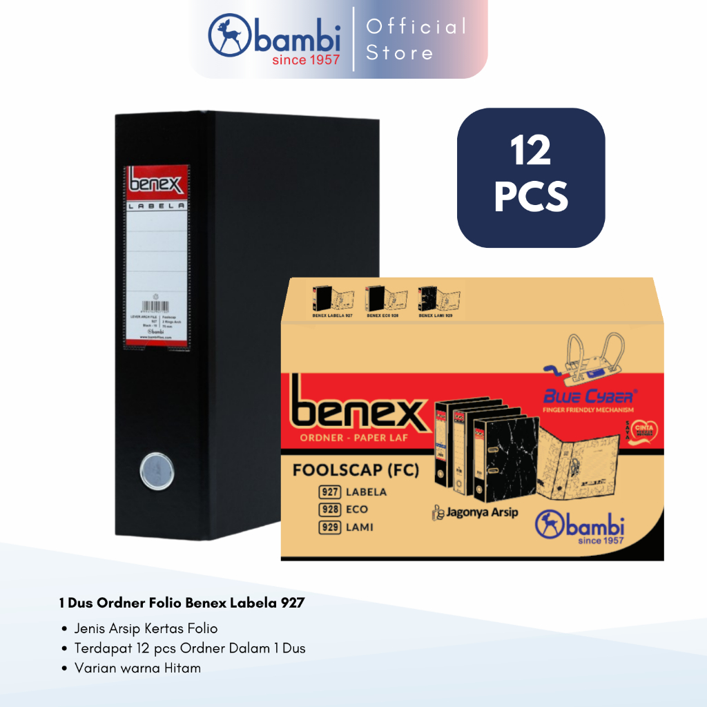 

1 DUS BENEX LABELA LEVER ARCH FILE ORDNER FOLIO BLACK JUMBO SIZE 75 MM ORIGINAL