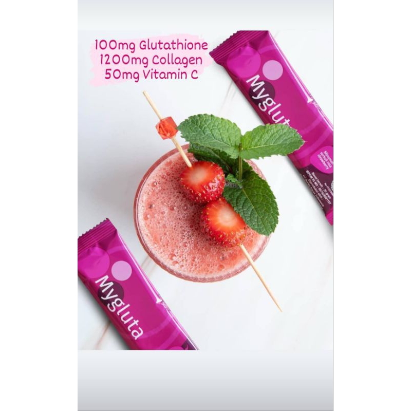 

Mygluta Strawberry (minuman serbuk rasa strawberry) 1box isi 25 sachet