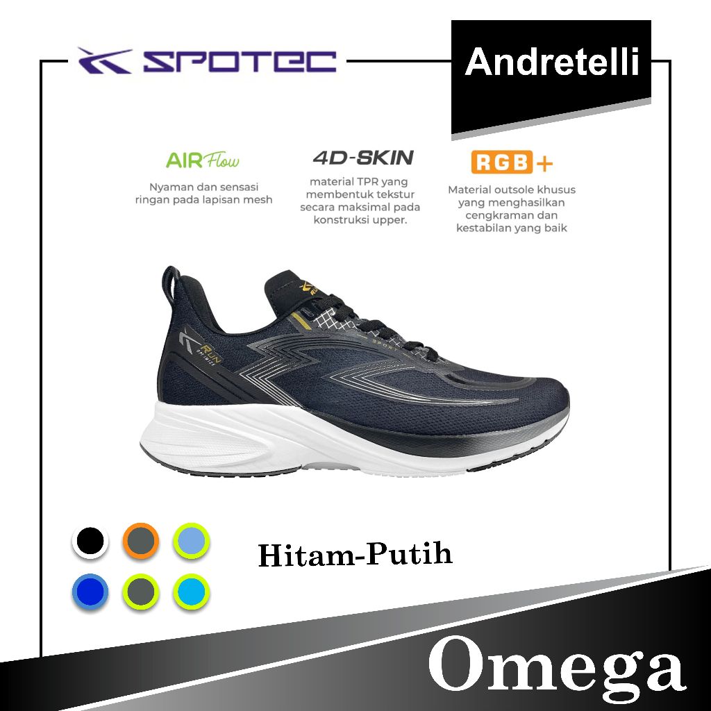 SPOTEC OMEGA Sepatu Running HITAM / PUTIH