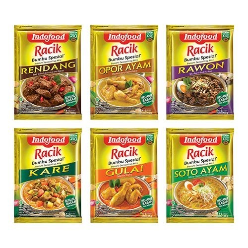 

INDOFOOD RACIK Bumbu Spesial Rendang/Kare/Soto Ayam/Opor/Gulai Sachet 45gr Murah Hemat Praktis Basah