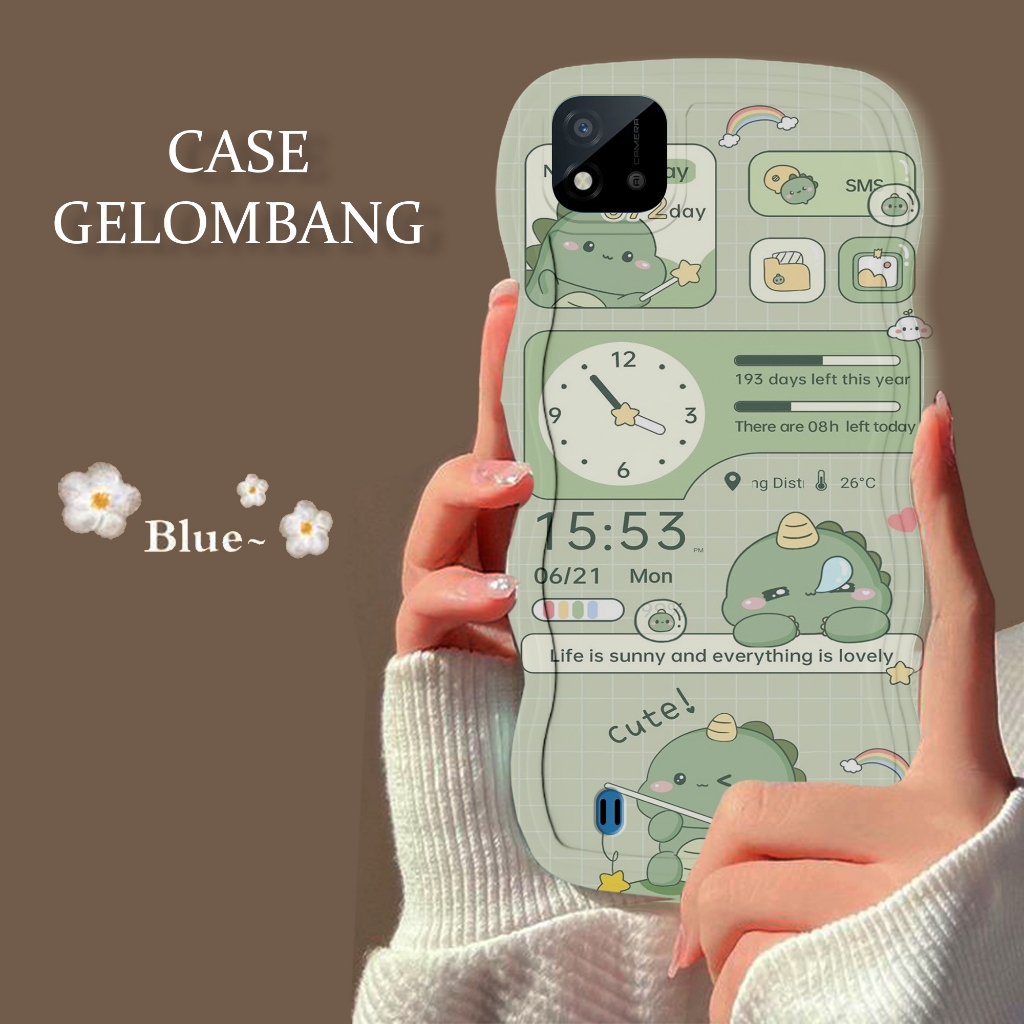 Soft Case GELOMBANG Hp Realme C11 2021 - Realme C11 2021 - Case Pro Camera - Fashion Case Motif Dino