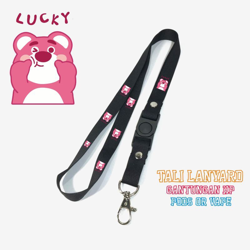 

Tali Lanyard LOTSO BEAR PINK LUCKY TOYS STORY / Lanyard Hitam Premium lanyard anime cartoon kartun distro / gantungan kunci / gantungan id card / gantungan flashdisk / nametag hp name tag / gantungan pengait handphone u