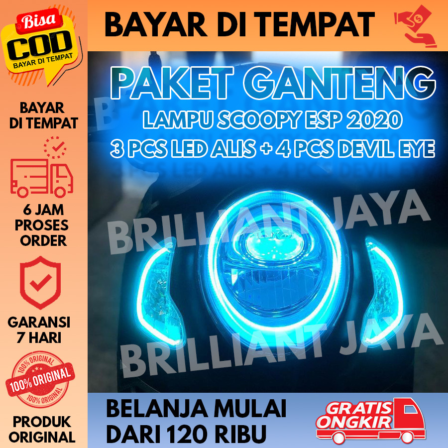FULL SET LAMPU ALIS ALL NEW SCOOPY 2020 BONUS DEVIL EYE TIDAK BERBINTIK MURAH BONUS 1 LED ALIS UTAMA