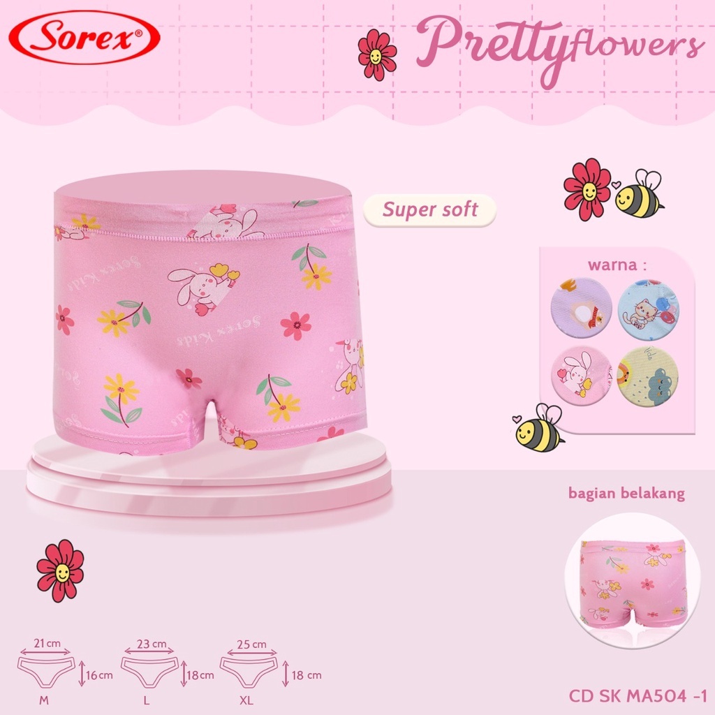 [ 6 pcs ] CD Sorex 504 ( 2-7 tahun ) Celana Dalam Anak Perempuan Cewe M-XL Motif Full Print