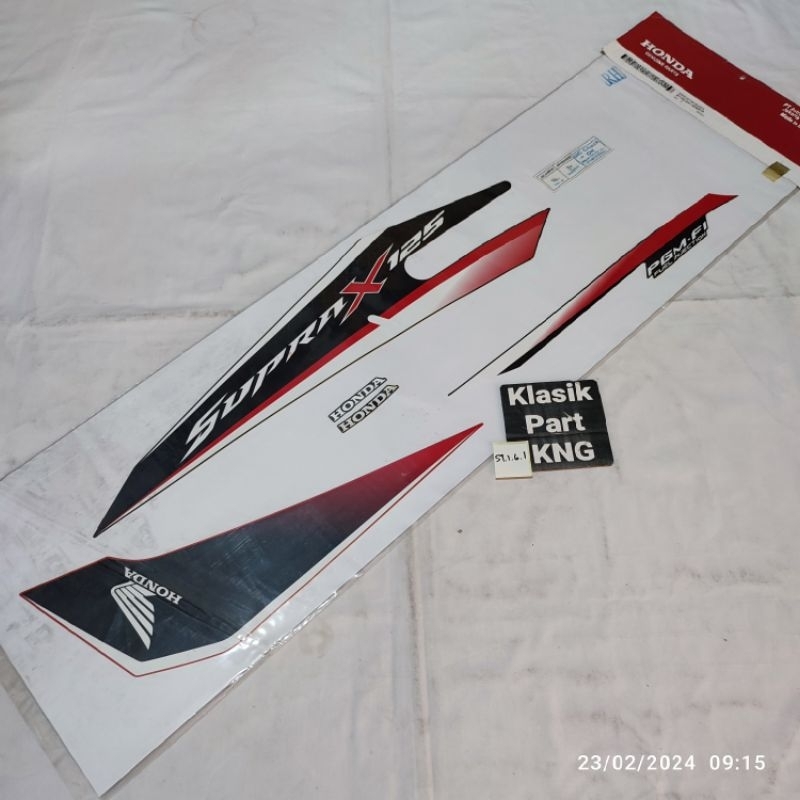 Striping sticker stripe Honda Supra x125 x 125 pgm fi K41 hitam merah kanan original ahm