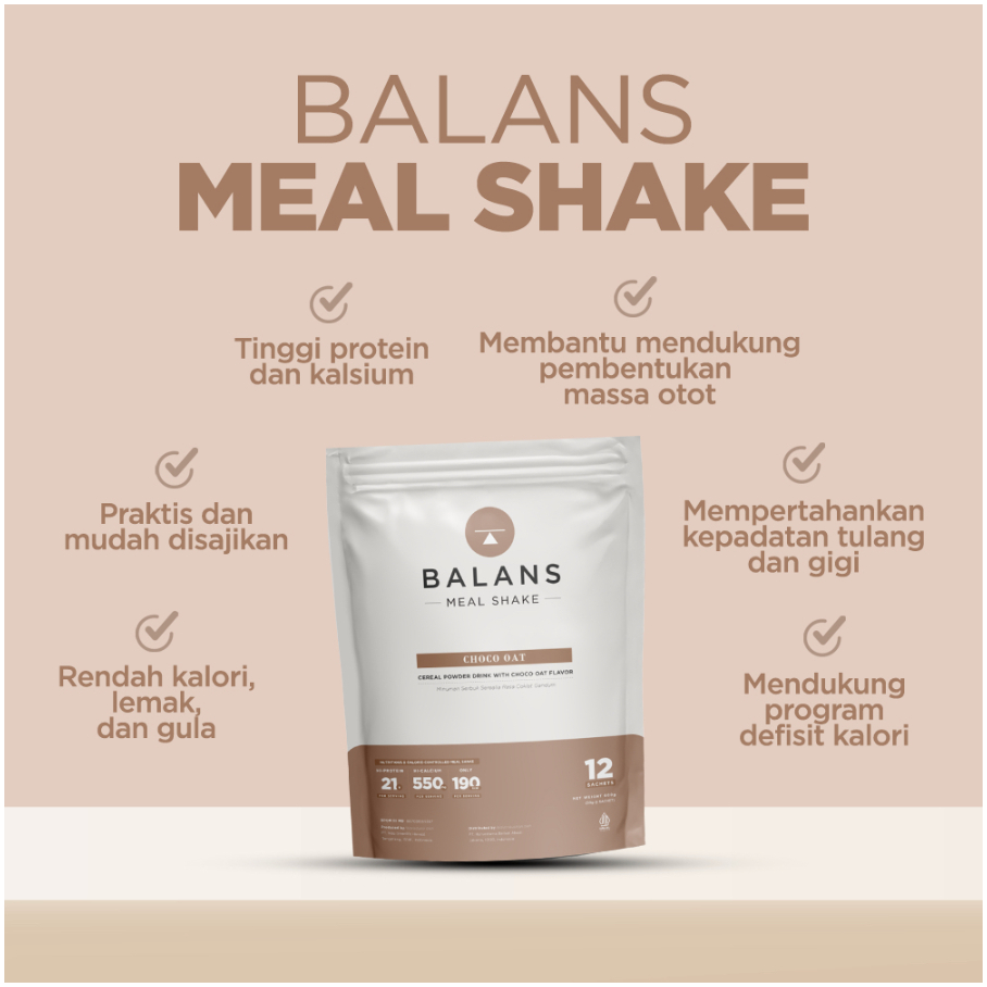 Balans | Meal Shake Choco Oat 12s | Minuman Diet Meal Replacement