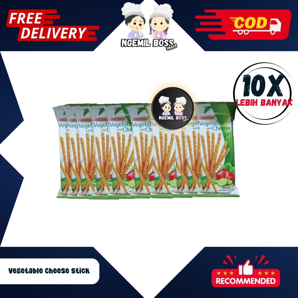 

Biskitop, Biskuit Stik Vegetable Cheese Stick Beli 10 Lebih Hemat! Netto 50gr