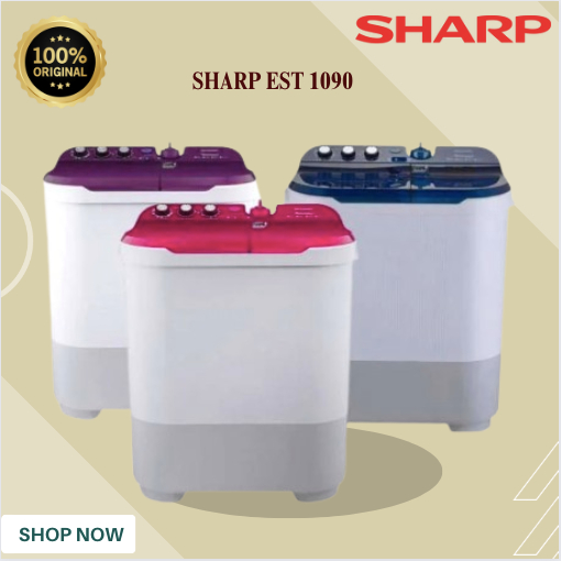 MESIN CUCI 2TABUNG SHARP EST 1090 10KG/EST-1090/EST1090/EST 1090/SHARP MESIN CUCI 2 TABUNG ORIGINAL