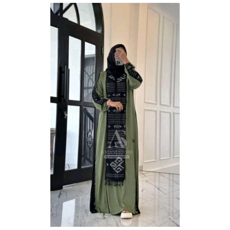 GAMIS KAFTAN ANJANI ETNIC GREEN TERBARU