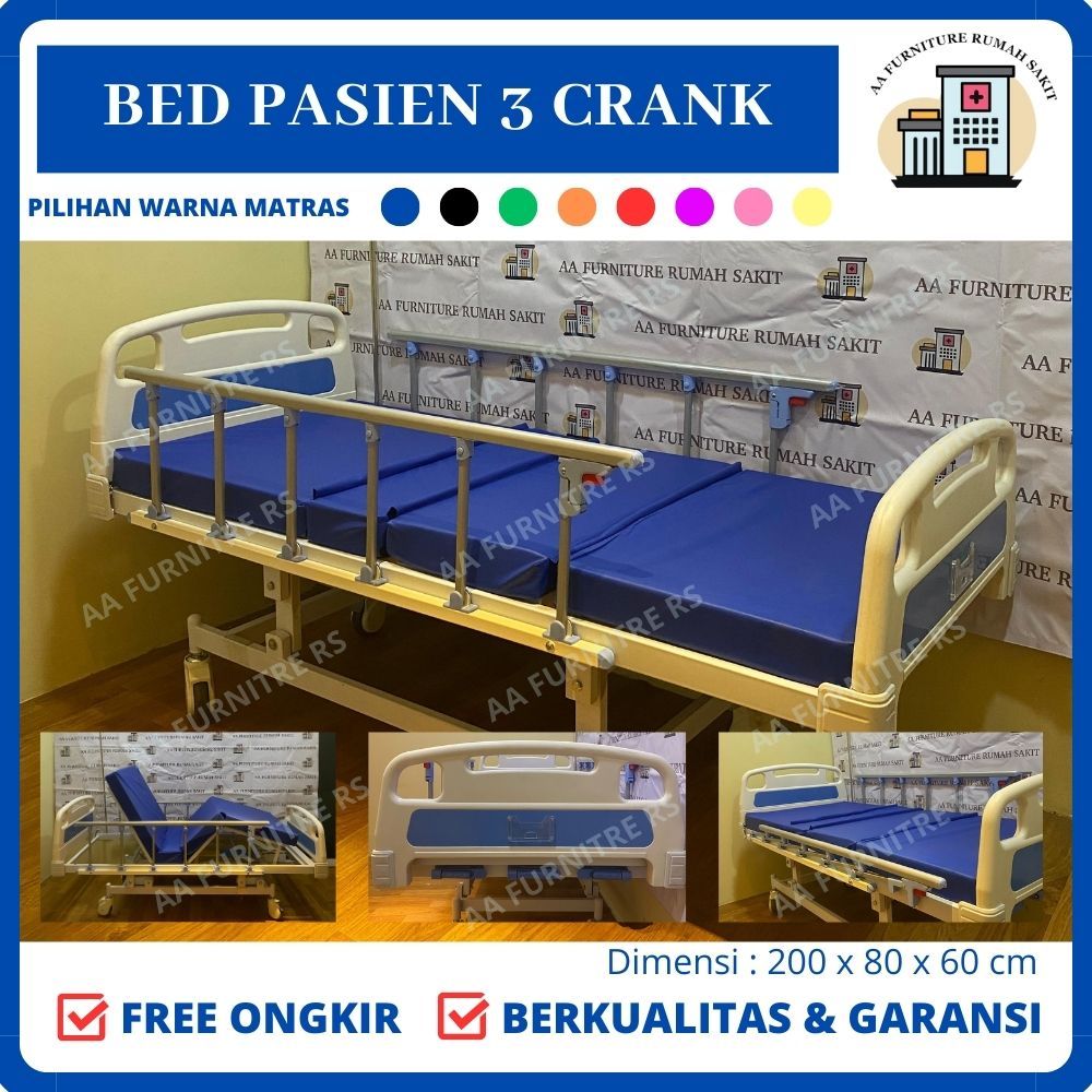 Bed Pasien Abs 3 Crank Tempat Tidur Pasien Abs 3 Crank Bed Pasien Rumah Sakit Bed Pasien Ruang Rawat