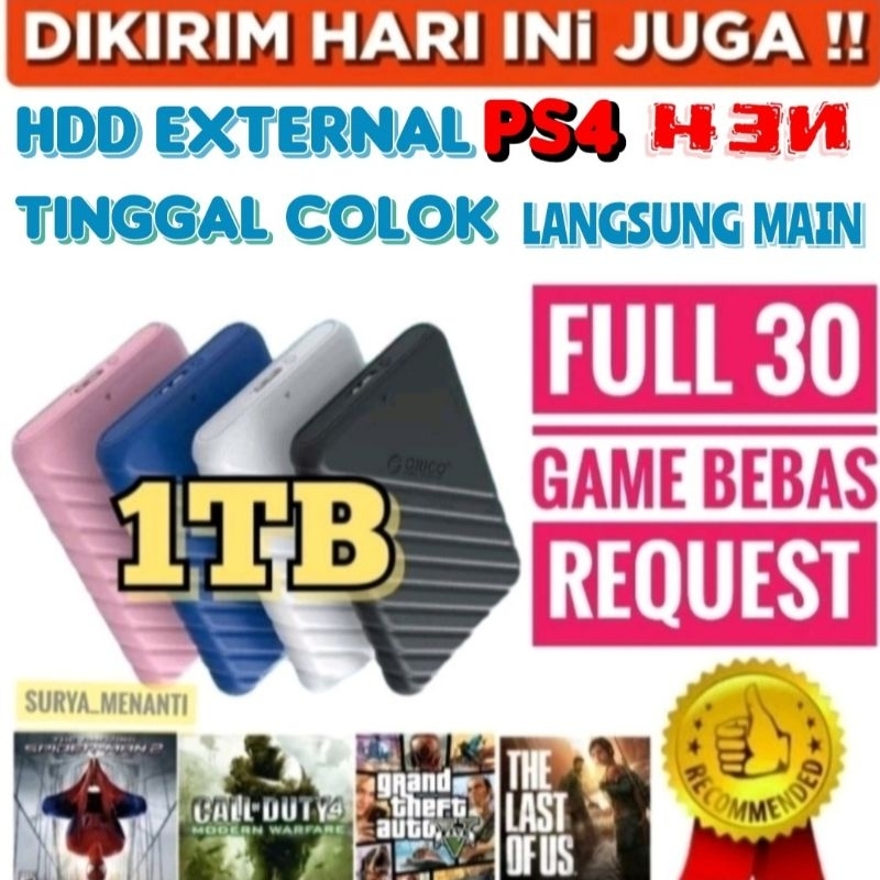HARDISK PS4 1TB EKSTERNAL GAME BISA REQUEST HARDDISK EXTERNAL PS4 HDD GAMES TERLENGKAP