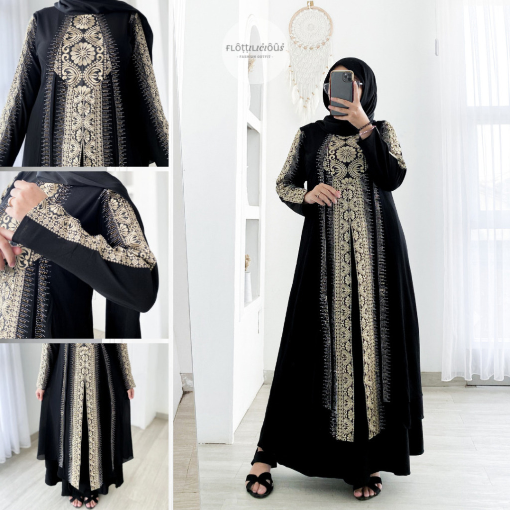 ABAYA ANASTASYA - FLOTTILICIOUS / gamis lebaran / abaya brokat / abaya wanita / dress muslim / kafta