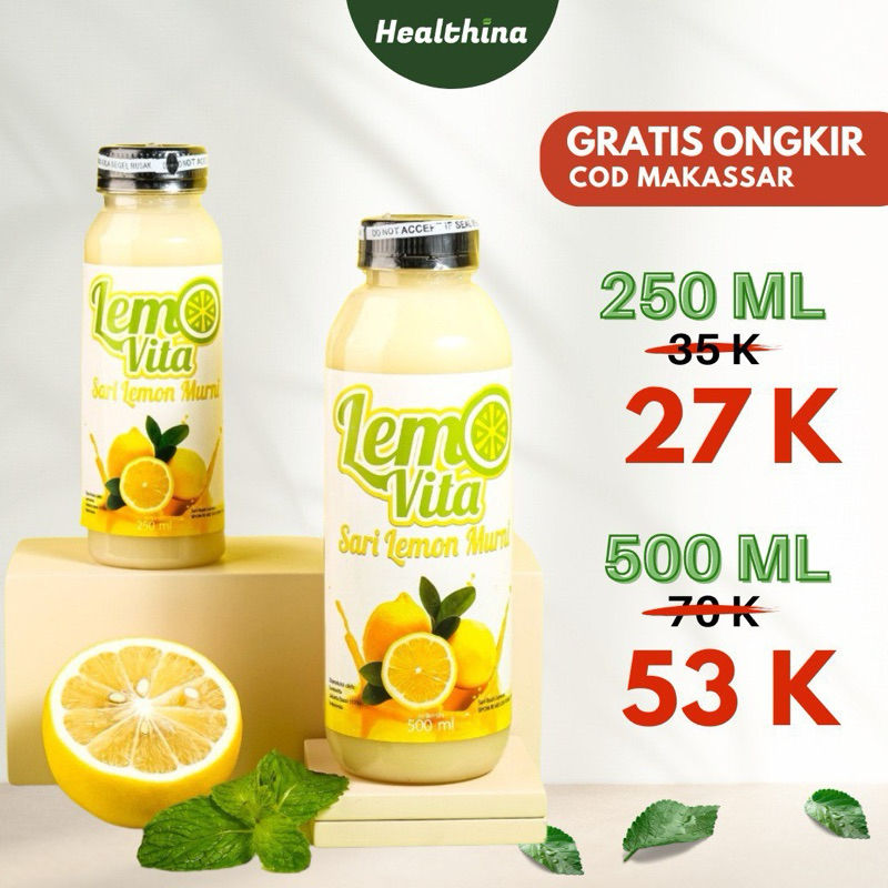 	 COD Makassar Lemovita 100% Perasan Sari Jus Lemon Murni PRAKTIS dan HEMAT Ukuran 500ml bisa untuk 17 gelas	