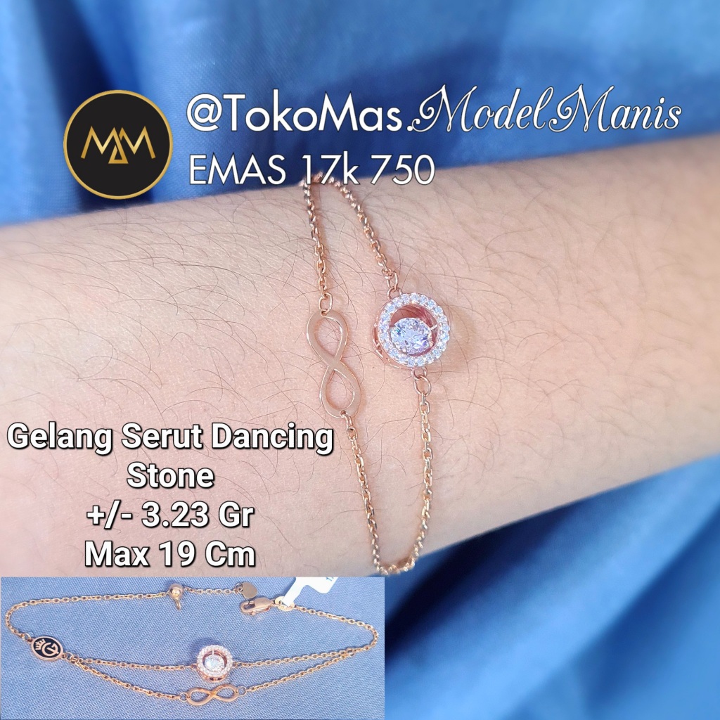 Gelang dancing with igun 2 layer emas rosegold 750 kadar 17 k